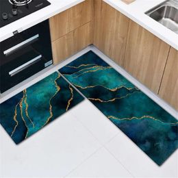 Carpets Blue Green Marble Kitchen Mats Flannel Water Absorption Anti-Slip Toilet And Bath Mat Doormat Indoor Custom Corridor Runner