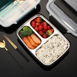 Dinnerware Sets Stainless Steel Portable Lunch Box For School Kids Office Worker Bento With Movable Compartments Salad Fruit Container