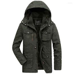 Men's Down Plus Size 9XL Warm Winter Coat Hooded Men Fleece Jacket Velvet Parka Stand Collar Windbreaker OUTWEAR Military Casual Clothes