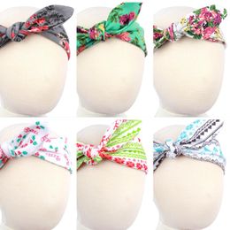 Hair Accessories Born Baby Girls Elastic Print Knitting Fabric Bowknot Headbands Babies Hairbands Headwear