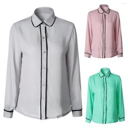 Women's Polos Elegant Ladies Formal Office Blouse Shirts Female Long Sleeve Turn-down Collar Blouses Women Shirt Chiffon Blusas Femininas