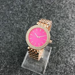 Fashion M design Brand women's Girl crystal Dial Stainless steel band Quartz wrist Watch M6056-11762