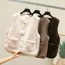 Women's Vests Pocket Spring Autumn Vest Women Waistcoat Winter Thermal Warm Thick Fleece Sleeveless Jacket Ladies