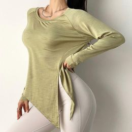 Active Shirts Women Sports Blouses Loose Covering Meat Slimming Yoga Wear Running Long-Sleeved T-Shirts Autumn Quick-Drying Fitness Clothes