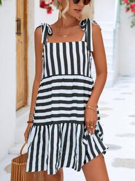 Casual Dresses Banded Striped Patchwork Dress