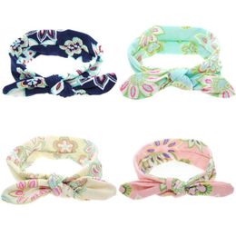 Hair Accessories Printed Flower Ear Bandage Tie Band Headband Bow Turban Children Born Kids Headwear Baby Girl Accessory Bowknot