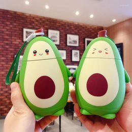 Wine Glasses Glass Double Layer Student Simple Fresh Mori Cute Cup Portable Girl's Heart Ins Wind Cartoons Cartoon Avocado