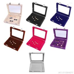 Jewellery Pouches Rings Ear Stud Holder Storage Box Case Container Organiser With Lid Display Multiple D10 20 Drop