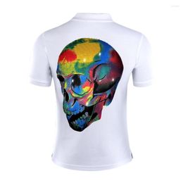 Men's Polos DUYOU Brand Men Polo Shirt Punk Casual Rhinestone Colorful Skull Male Short Sleeve High Quality Pure Cotton