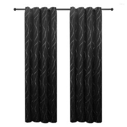 Curtain Modern Striped Print Blackout 3 Layers Black Curtains For Living Room Bedroom Soft Comfortable Window Decoration