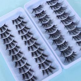 False Eyelashes 10 Pairs Eye Makeup Tools Reusable Handmade 3D Faux Mink Lashes Natural Long Crisscross Half