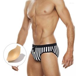 Underpants Mens Sexy Underwear Push Up Pad Stripes Print Swimwear Men Briefs Breathable Summer Beach Gay Bikini Swimsuit
