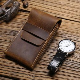 Watch Boxes & Cases Cow Leather Retro Box Bracelet Storage Bag Travel Handmade Jewelry Pouch Case For Men And Women