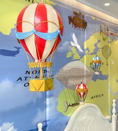 Wall Stickers American Wrought Iron Air Balloon Earth Hanging Ornaments Children's Room Decoration El Club Accessories Crafts