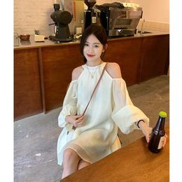 Women's T Shirts Miss Coco Li - Halter Dress Summer And Korean Department Loose Fitting Lantern Sleeve Off Shoulder A-line Fairy