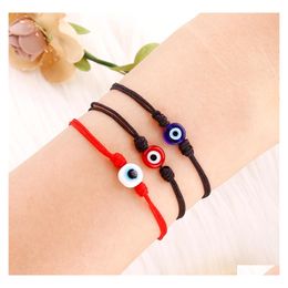 Link Chain Pinky Promise Evil Blue Eye Woven Paper Card Bracelet Women Adjustable Lucky Red String Bracelets Femme Fashion Jewellery Dhbjz