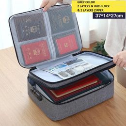 Storage Boxes Large Document Bag File Folder Essential Ultra-portable Travel Passport Card Holder Password Privacy With Lock