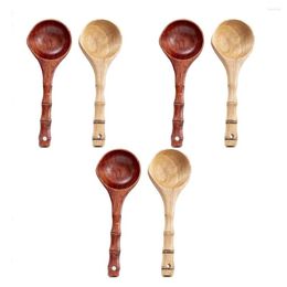 Dinnerware Sets Japanese Log Soup Spoon Large And Long Handle Bamboo Pot Porridge Rice Ladle Water