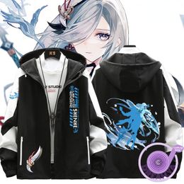 Herrenjacken Genshin Impact Shenhe Langarmjacke Mantel Mode Cool Unisex Hoodie Reißverschluss Kapuzenpullover Top Cosplay KostümHerren