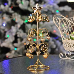 Christmas Decorations Mini Tree Decoration Wrought Iron Bell Desktop Miniature For Home Year Supplies F