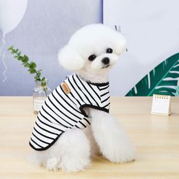 Dog Apparel Soft Cotton Pet Clothes Summer Striped Print Cats Dogs Two Legged Vest Comfortable Casual Puppy T-Shirt Chihuahua ClothingDog