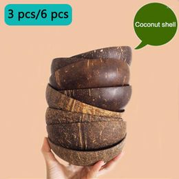 Bowls 3 Pcs/6pcs Bowl Set Natural Coconut Environmental Soup Noodle Rice Wooden Fruit Container Handicraft Kitchenware