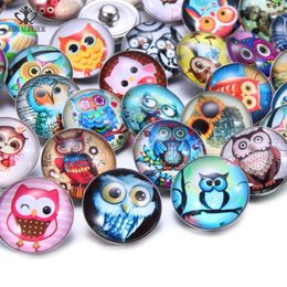 Charm Bracelets Royalbeier 50pcs/lot Mixed Patterns Fit 18mm Snap Glass Buttons Jewelry Cabochon Beads For Making MG014