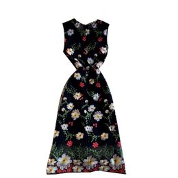 Casual Dresses Summer Vestidos Female Wavy Edge V-neck Sleeveless Slim Dress Women Embroidered Midi WIGADFHKCasual