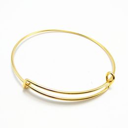 Bangle Selling Gold/Rhodium Plated Adjustable Expandable Iron Bracelet Fashion Wire Bracelets For Women Jewellery
