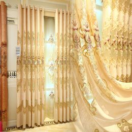 Curtain & Drapes European Style Large Hollow Water-soluble Embroidery Shading Curtains Custom Living Room Dining Bedroom CurtainsCurtain