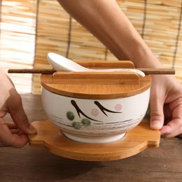 Bowls Japanese Style Noodle Bowl Kitchen Tableware Retro Ceramic Rice Salad With Spoon And Chopstick Soup Container