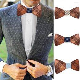 Bow Ties Wood Tie Mens Wooden Party Business Butterfly Cravat Set And Handkerchief Bowtie Necktie