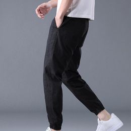 Calça masculina em estilo coreano masculino de laço solto para homens para homens calças de calças