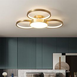 Ceiling Lights Modern Minimalist Bedroom Study Round Three-head Lamp Nordic Small Living Room All Copper Creative Personality LED Lamps