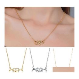 Pendant Necklaces Fashion Golden Heartshaped Lucky 8 Diamond Love Heart Necklace Jewellery Drop Delivery Pendants Ot9Gb