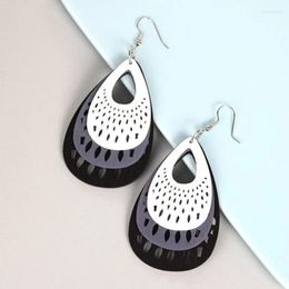 Dangle Earrings & Chandelier Bohemian Tricolour Multilayer Drop For Women Fashion Wooden Hollow Water Droplets Vintage Jewellery GiftDangle Kir