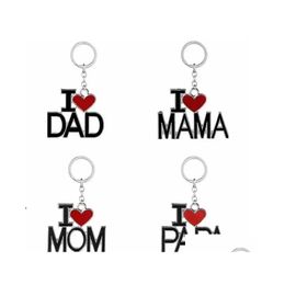 Party Favour Ups English Letter Keychain I Love Papa Mama Mom Dad Metal Key Ring Family Keychains For Father Mothers Day Gift Drop De Dhbc6