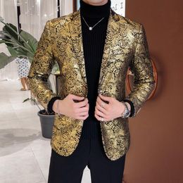 Men's Suits Rsfocus Floral Blazer Men 2023 High Quality Gold For Wedding Slim Fit 5XL Plus Size Prom Casual Male Jacket XZ169 & Blazers