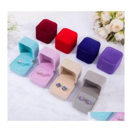 Jewellery Boxes Fashion Veet Cases For Only Rings Stud Earrings 12 Colour Gift Packaging Display Size 5Cmx4.5Cmx4Cm Drop Delivery Otasb