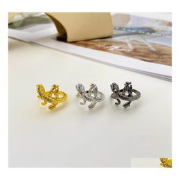 Band Rings Vintage Fashion Jewellery Gecko Ring Metal Geometric Animal Opening Index Finger Drop Delivery Dhzec