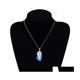 Pendant Necklaces Punk Irregar Natural Stone Crystal Rose Goldcolor Quartz Wire Wrapped Women Necklace Drop Delivery Jewellery Pendants Ot10F