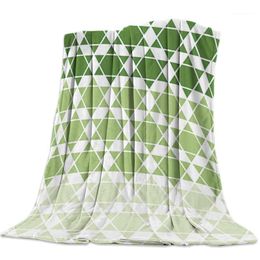 Blankets Geometric Hexagonal Gradient Green Flannel Blanket For Bed Sofa Portable Soft Fleece Throw Funny Plush Bedspreads1