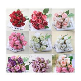 Decorative Flowers Wreaths Bride P Ography Flower Props Artificial Rose Bouquet Simation Decor Fake Diy Wedding Drop Delivery Home Dhgft