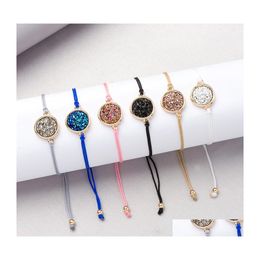 Charm Bracelets Fashion Druzy For Women Healing Crystal Stone String Rope Chains Warp Bangle Female Diy Jewellery Gift Drop Delivery Dhlrs