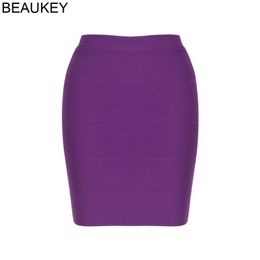 Skirts BEAUKEY Sexy Women Pencil Bandage Skirt Mini Striped Black Red Purple White Nude Above Knee Bodycon Party Club