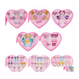 Dangle Chandelier 7Pcs/Lot Mixed Styles Lot Ovely Cartoon Children Jewellery Baby Girl Earrings Kids Ear Clip On Pierced Alloy Painl Dhaer