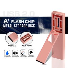 High Speed Memoria Flash Drive 32GB Pendrive 128GB 64GB Waterproof Pen 16GB 8GB Usb 2.0 Metal Stick Key Custom