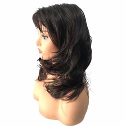 Synthetic Wigs StrongBeauty Women Wig Medium Length Curly Black /Blonde Highlighted/Balayage Hair Natural WigsSynthetic