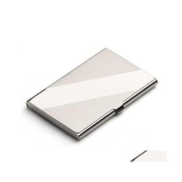 Storage Boxes Bins Women Men Business Card Holder Creative Metal Stainless Steel Box Credit Case Wallet Drop Delivery Home Garden Dhaho