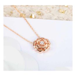 Charms European 2021 Trend Famous Brand Pure 925 Sterling Sier Necklace Jewelry For Women Luxury Rose Gold Camellia C Drop Delivery Dhtld